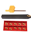 External Lathe Turning Tool Holder SDNCN1212H07 With DCMT070204 BP010 Carbide Inserts 10mm Shank Kit, 1 Holder, 10 Inserts