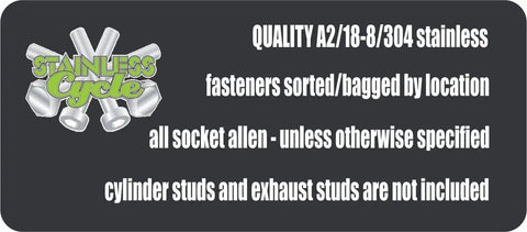 Polished Stainless Engine Bolt Kit with socket Allen bolts nuts washers lockwashers for dirt bike engines, sorted by location