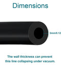 Diagram showing dimensions of Heavy Duty Silicone Vacuum Hose For Cars, 10 Ft Length, 1/8 Inch ID, 130 PSI Max, High Temp Flexible Vacuum Line