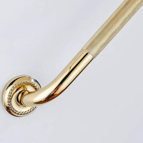 Textured Shower Grab Bar 24 Inch Bath Safety Rail With Anti Slip Armrest In Polished Gold Finish Perfect For Seniors And Kids