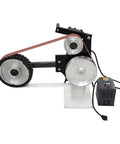Heavy Duty 1500W Bench Belt Sander Variable Speed Vertical Horizontal Sanding Tool for precision metalworking, featuring a durable steel base.