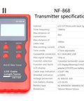 Professional Wall Detector Scanner And Network Cable Tester With Wire Tracking And Breakpoint Detection showing LCD screen and buttons in red design.