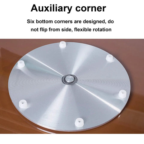 Bottom view of Round Lazy Susan Turntable For Kitchen And Dining Table, Heavy-Duty 9mm Tempered Glass Swivel Serving Tray, shows base design.