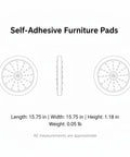 Diagram of round Self Adhesive PVC Furniture Pads Floor Protectors for Hardwood and Tile Quiet Glide Cushions with measurements.