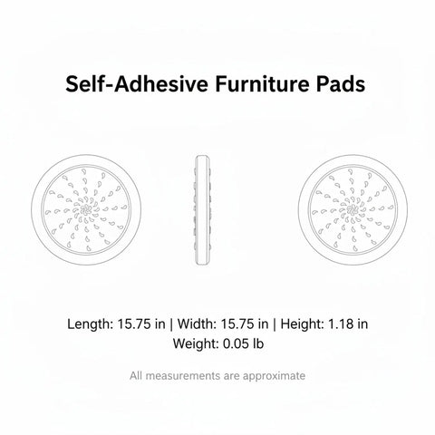 Diagram of round Self Adhesive PVC Furniture Pads Floor Protectors for Hardwood and Tile Quiet Glide Cushions with measurements.