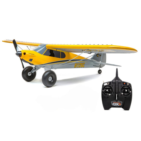 RC Airplane Carbon Cub S 2 1.3m Ready To Fly Basic With SAFE Technology For Beginner To Intermediate Flyers, Versatile Scale Trainer That Helps Prevent Crashes And Makes Learning Easier, Battery And Charger Not Included, shown with controller