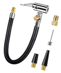 Real Deal Locking Tire Chuck With Rubber Hose Fine Thread Standard Valve Inflator Pump Hose Adapter, black hose and brass fittings