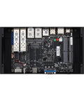 Mini Pc Tower Powered By The Atom C3958 Processor With Sixteen Gb Ram Featuring Four Ten Gigabit Sfp Plus Fiber Links Alongside Five Two Point Five Gbe Ethernet Ports In Beast Mode For Bulletproof Firewalls And Smoother Business Hubs internal motherboard view with ports and slots.