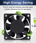 60X25MM EC AC Axial Brushless Cooling Fan 110V 120V Dual Ball Bearing with 1.5W power for efficient cooling.