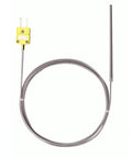 K-type thermocouple probe with braided stainless steel cable and yellow connector; replacement for TCE-K02H3-100