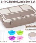 All In One Bento Lunch Box For Adults With Four Compartments Includes Utensils Sauce Jar Muffin Liners 40 Ounce Capacity Brown