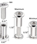 Dimensions of bolts and nuts from 100 Piece Silver Hex Drive Set Screw Kit With M6x15mm Socket Cap Bolts And Nuts For TV Mounts Binding Posts