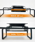 Marine Grade Clamp On Boat Seat Swivel Mount Kit Featuring Tight Grip For Bench Style Bass Fishing Skiff And Kayak Vessels Snappy No Drill Setup Beefy Steel Build showing size range from 7.5 to 20 inches.