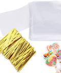 Clear Cake Pop Bags 3x5 Inches, 300 Pcs With Twist Ties, 1.4 Mil OPP Plastic Treat Bags for Lollipops and Candy