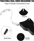 Three Pack 60 Inch Body Measuring Tapes With Auto Telescopic Fat Measure For Easy One Hand Use, Track Weight Loss, Muscle Gain, And Precise Body Measurements With Durable Fiberglass Tape, retractable dual sided tape