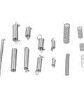 Heavy Duty Galvanized Steel Spring Assortment Kit 200Pcs With Compression And Extension Springs in various sizes on white background