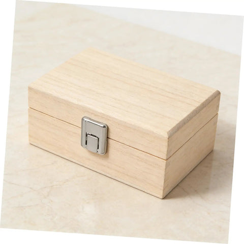 Wooden box with attached 8 Pack Locking Latches For Boxes Sturdy Metal Cold Rolled Steel Wood Box Clasps Easy Install Lockable Draw Latch Handy