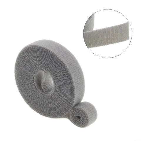 Premium Nylon Cable Organizer Strap Kick Your Desk Cord Chaos Into Shape With Reusable Loops To Ditch The Snarl And Keep Your Home Office Seamless Tangle Free rolled gray cord wrap for cable management.