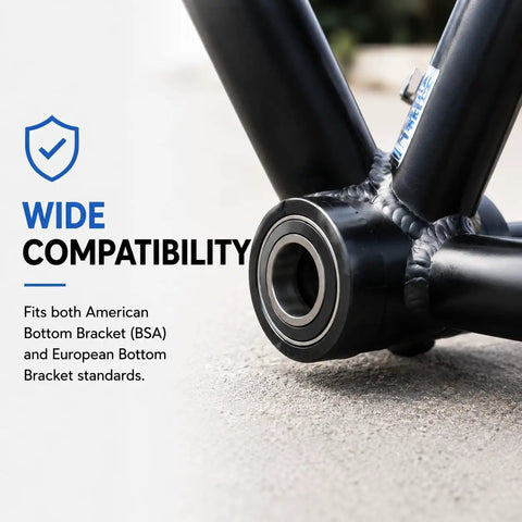 19mm American BMX Bottom Bracket Kit With Cups, Washers And Spacer Tube, Sealed Bearings, Fits American And European BB Standards, Black Finish.