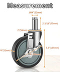 Measurement details of No Nonsense Heavy Duty 4 Inch Casters For Wire Shelving Racks with dimensions labeled.