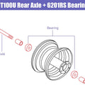 Rear Axle Kit For Mini Bike 12mm 270mm With 6201RS Bearings Nut Bolt Set Replacement For Coleman CT100U Minibike diagram