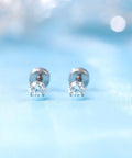 Nailed It 20G Titanium Screw Back Earrings For Sensitive Ears Men Women, featuring clear stone detail on flat back design.