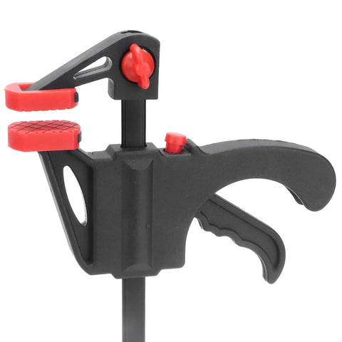 Heavy Duty Pipe Clamp For Woodworking With One Handed Trigger Quick Release And High Hardness Resin And A3 Steel Construction.