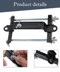 Rock Solid Aluminum Car Battery Holder Bracket With J Bolt Heavy Duty Adjustable Vehicle Mount For Secure Universal Automotive Marine Quick Swap Easy Fit Black top view showing adjustable mount and j bolts.