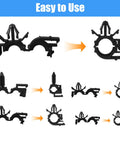 Visual guide of Dope Car Wire Clip Kit Pack Of 200 Universal Harness Clips And Cable Ties showing assembly steps with clips and ties.