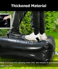 Beefy Foldable Water Tank For Emergency Use 26 Gallon Black PVC Tote With Spigot shown in outdoor durability test