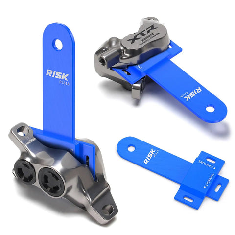 Bike Brake Caliper Piston Cleaning Tool Dope 3D Printed Polymer Piston Cleaner For Dust Oil Buildup Removal Universal Fit For Shimano SRAM MTB And Road Hydraulic Brakes, blue cleaner shown with calipers