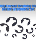 Must Have External E Clip Retaining Ring Washer Assortment Kit In Alloy Steel, Heat Treated For Tough, Reliable Build, 300 Piece Multi Size Set