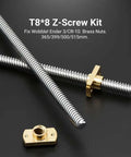 8mm T8 Trapezoidal Lead Screws Kit, 365mm Length, 2mm Pitch, Brass Nut, Pack Of 2, Ready To Bolt On For 3D Printers CNC And Linear Actuators, Great DIY Upgrade Or Replacement, brass nut and screw set