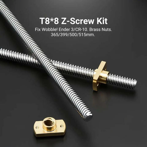 8mm T8 Trapezoidal Lead Screws Kit, 365mm Length, 2mm Pitch, Brass Nut, Pack Of 2, Ready To Bolt On For 3D Printers CNC And Linear Actuators, Great DIY Upgrade Or Replacement, brass nut and screw set