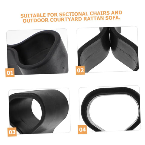 Close-up of 24 Piece Wicker Sofa Clips And Rattan Chair Fasteners, black plastic material, suitable for outdoor furniture connectors.