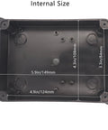 Outdoor IP65 waterproof junction box, black ABS plastic with reserved holes, 5.9 x 4.3 x 2.8 in.