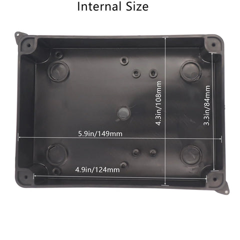 Outdoor IP65 waterproof junction box, black ABS plastic with reserved holes, 5.9 x 4.3 x 2.8 in.