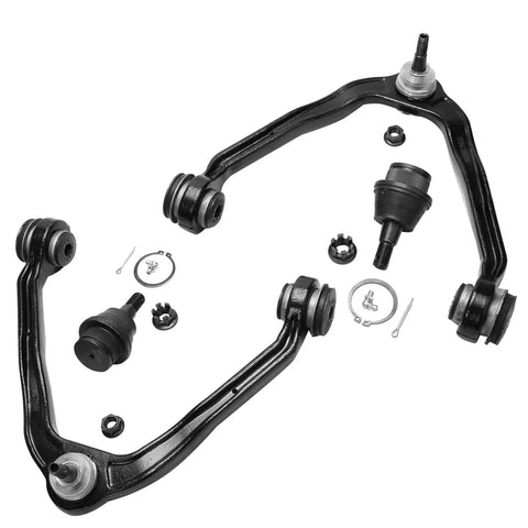 Drop In Ready Front End Kit For 1999 2006 GMC Chevy Silverado Sierra 1500 Includes 2 Front Upper Control Arms With Ball Joints 2 Front Sway Bars 4 Front Outer And Inner Tie Rods 1 Pitman Arm 1 Front Steering Idler Arm And 1 Idler Bracket Pivot black steel upper control arms and tie rods