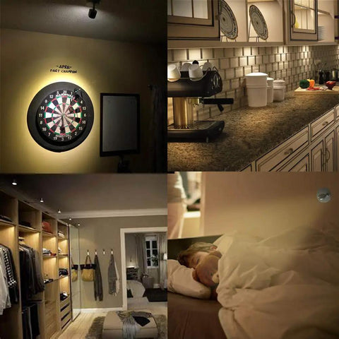 RGB Spotlight Battery Operated Accent Lights With Remote Dimmable Picture Light Rotatable Head illuminating artwork and closet