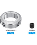 Heavy Duty Aluminum Shaft Collar Set Screw Clamping Collars 22mm Bore Seven Eighths Inch Silver Pack Of 4 with screws