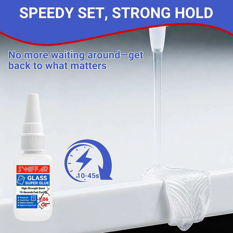 Crystal Clear Glass Adhesive For Cracks And Repairs Heavy Duty Waterproof And Heat Resistant Glue bottle with glue bonding surface