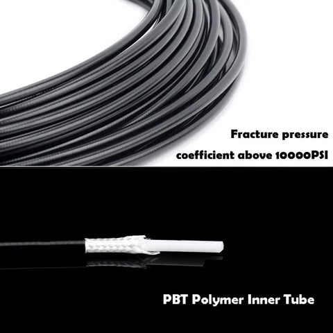 10000mm 32.8ft Bicycle Hydraulic Brake Hose 5mm Universal High Pressure 10000 PSI Cut To Fit Inner Liner Braided Nylon Hose Made In Taiwan