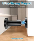 Magnetic Door Stop 2 Pack Heavy Duty Stainless Steel Door Catch and Holder Wall or Floor Mount Black Keeps Doors Open Firmly