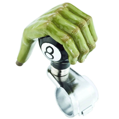 Heavy Duty Truck Steering Wheel Knob Hand Grip 8 Ball Quick Release Suicide Spinner with green hand design