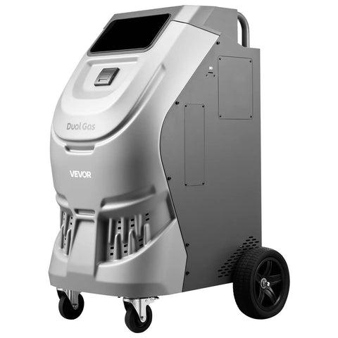Shop Grade No Fuss Fully Automatic Refrigerant Recovery Machine For R134a And 1234yf Auto AC Service with touchscreen and wheels.