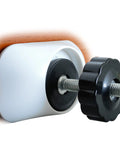 Wall Cup Protectors For Baby Gates, Pressure Mounted Safety Gate Stabilizers, Wall Damage Free, close-up on white base protector.