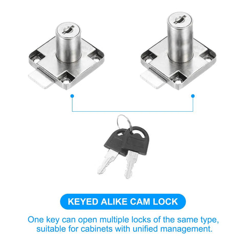 Tough As Nails Drawer Locks With Keys Two Pack Alloy Steel Cabinet Security features two cam locks with two keys for unified access.