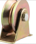Rock Solid V Groove Caster Wheel Built Heavy To Glide Smooth On Barn Door Tracks Or Industrial Carts Featuring Rust Resistant 45 Steel Rollers angled view with steel construction.