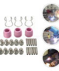 Premium Plasma Cut Torch Tips Nozzle Consumables Kit For Heavy Duty Cutting Jobs Fits Pl60 Series Soldering Tools components displayed.