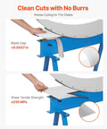 Beefy Hand Plate Shear 31.5 Inch Max Cutting Length Manual Sheet Metal Cutter with T10 Blades demonstrating clean cuts with no burrs